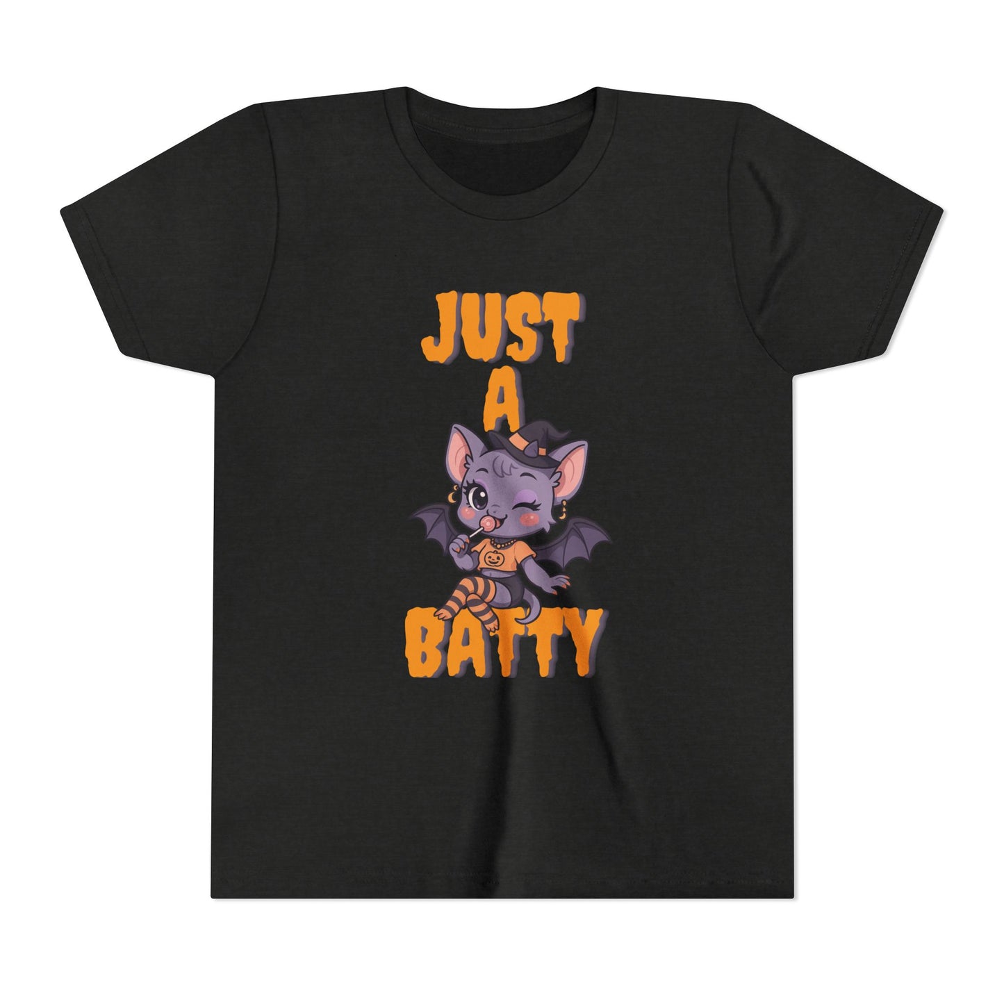 Just a Batty Youth Tee, Halloween T-Shirt, Kids Tee, Cute Bat Graphic Shirt, Youth Apparel