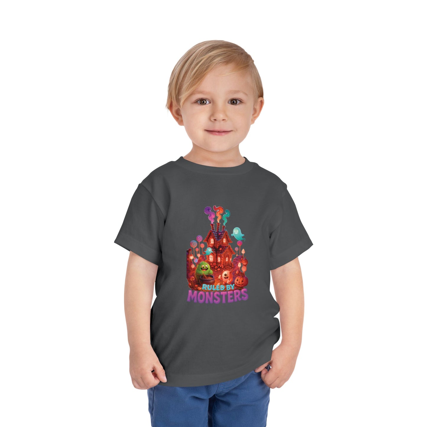 Toddler Short Sleeve Tee - Ruled by Monsters Design, Perfect for Halloween, Children's Costume, Fun Child Tee, Spooky Party Wear, Toddler Gift