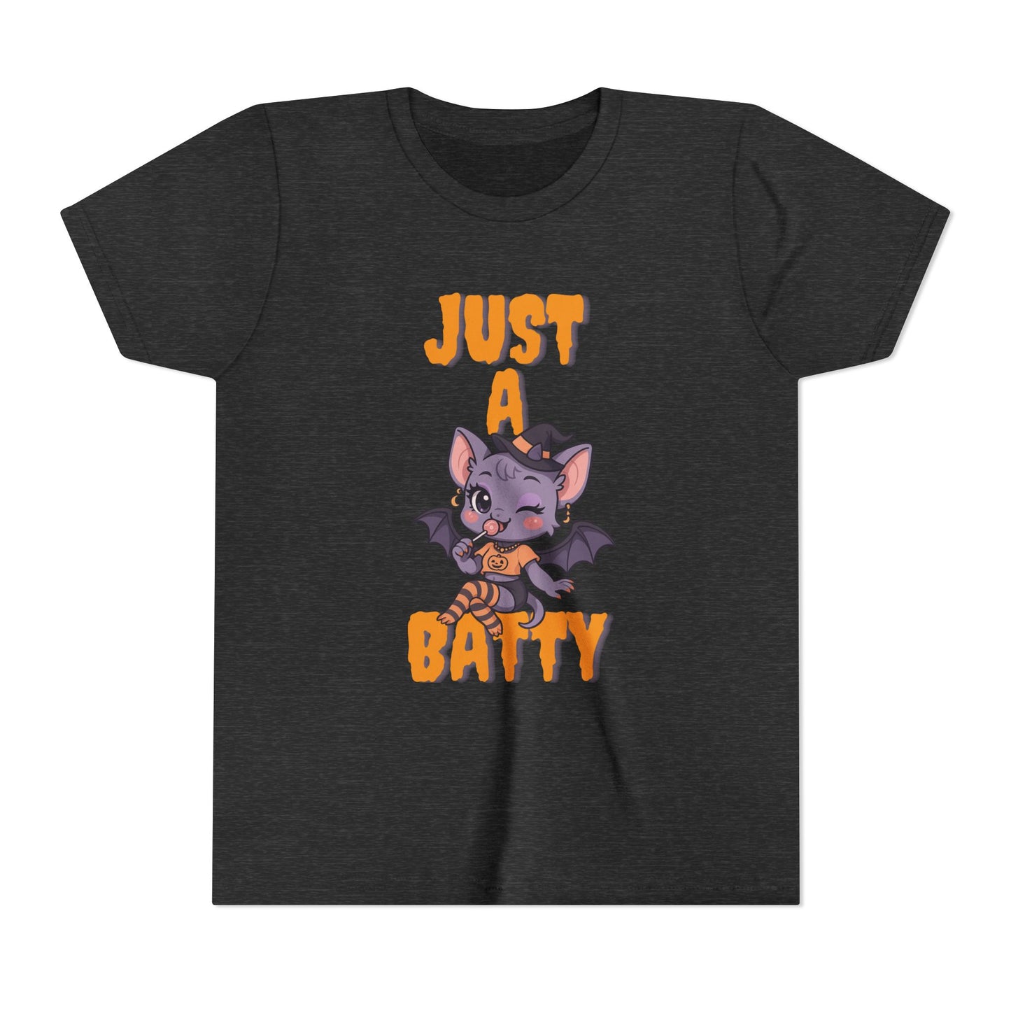 Just a Batty Youth Tee, Halloween T-Shirt, Kids Tee, Cute Bat Graphic Shirt, Youth Apparel