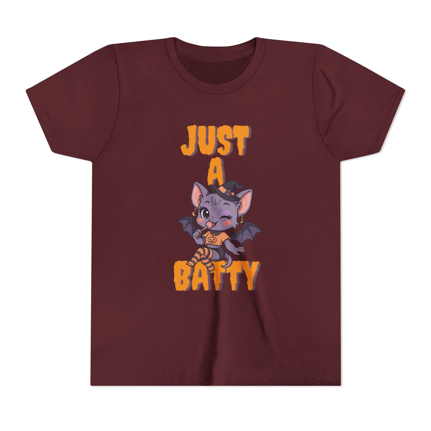 Just a Batty Youth Tee, Halloween T-Shirt, Kids Tee, Cute Bat Graphic Shirt, Youth Apparel