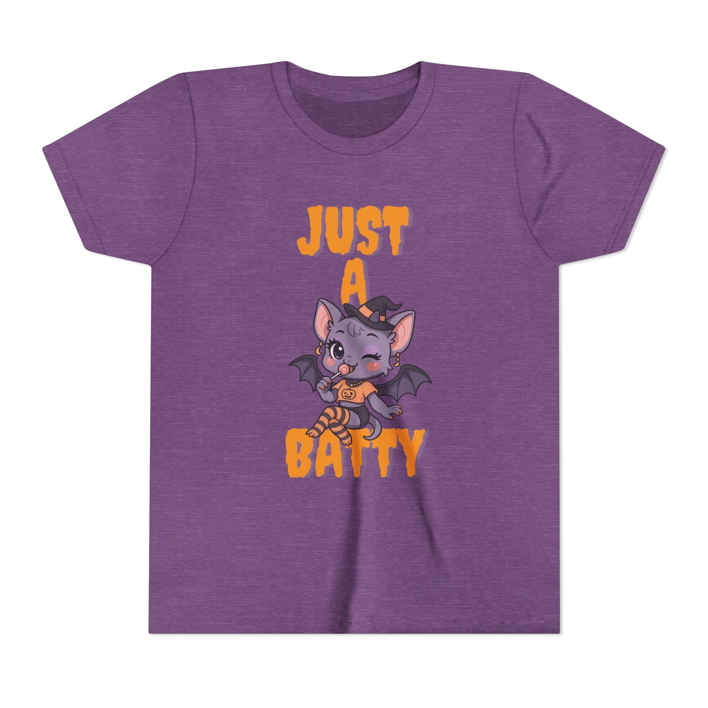 Just a Batty Youth Tee, Halloween T-Shirt, Kids Tee, Cute Bat Graphic Shirt, Youth Apparel