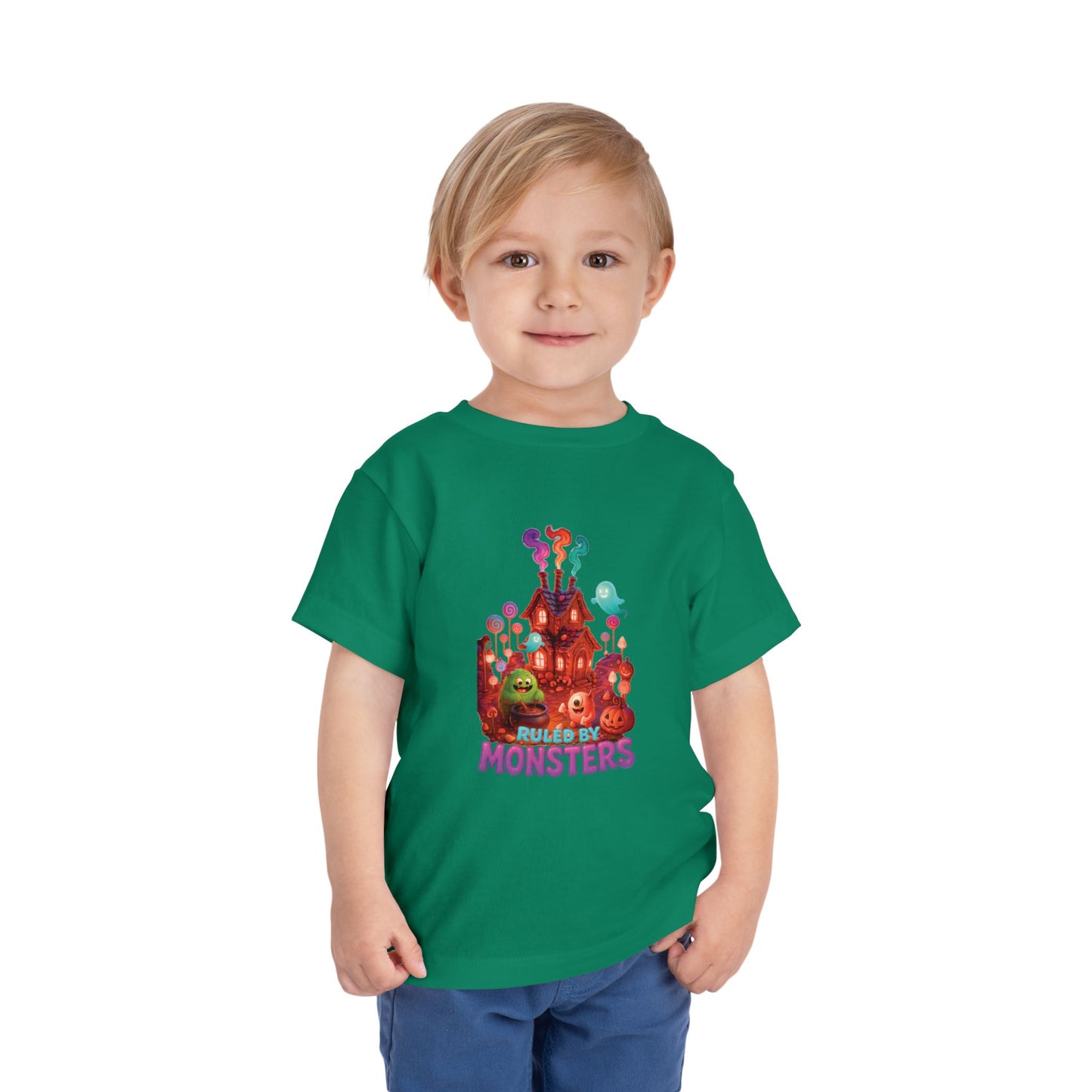 Toddler Short Sleeve Tee - Ruled by Monsters Design, Perfect for Halloween, Children's Costume, Fun Child Tee, Spooky Party Wear, Toddler Gift