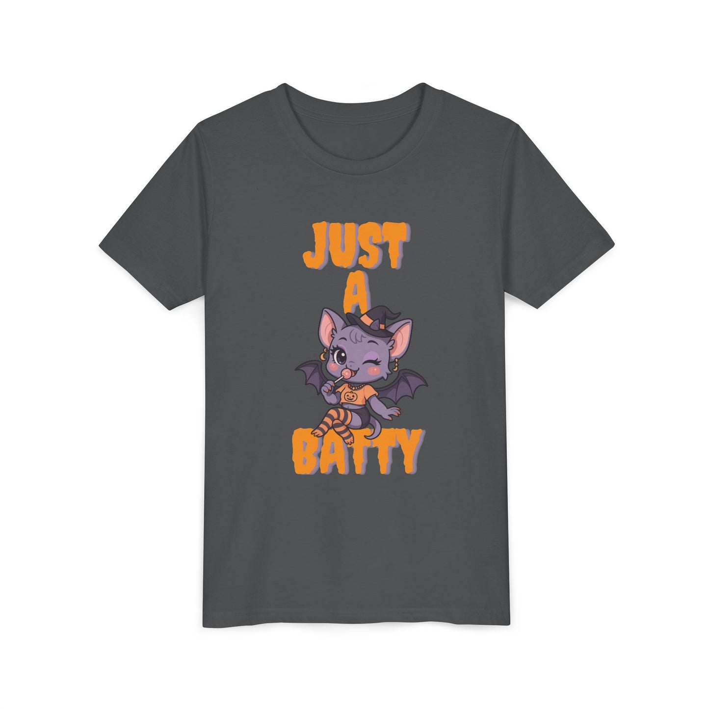 Just a Batty Youth Tee, Halloween T-Shirt, Kids Tee, Cute Bat Graphic Shirt, Youth Apparel