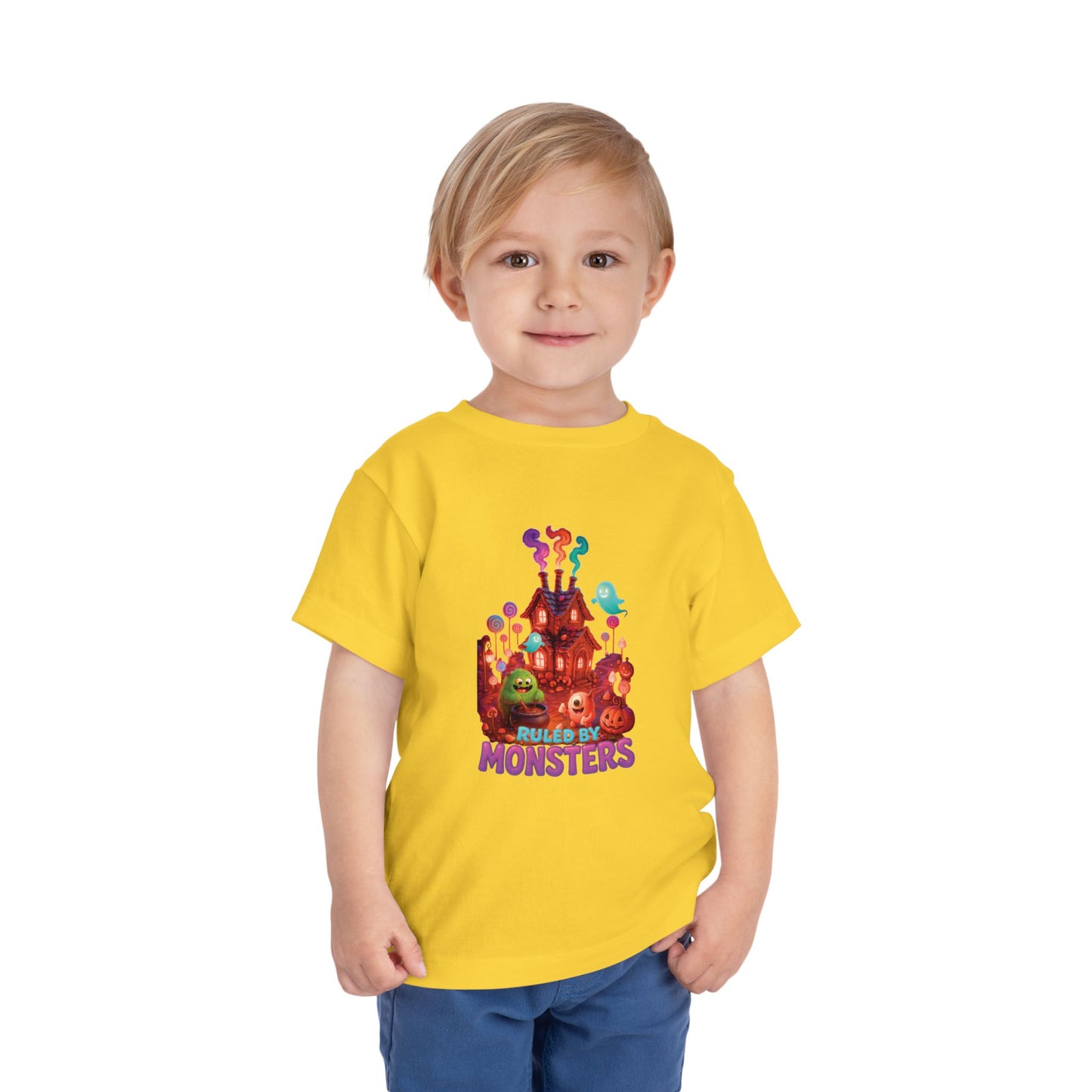 Toddler Short Sleeve Tee - Ruled by Monsters Design, Perfect for Halloween, Children's Costume, Fun Child Tee, Spooky Party Wear, Toddler Gift