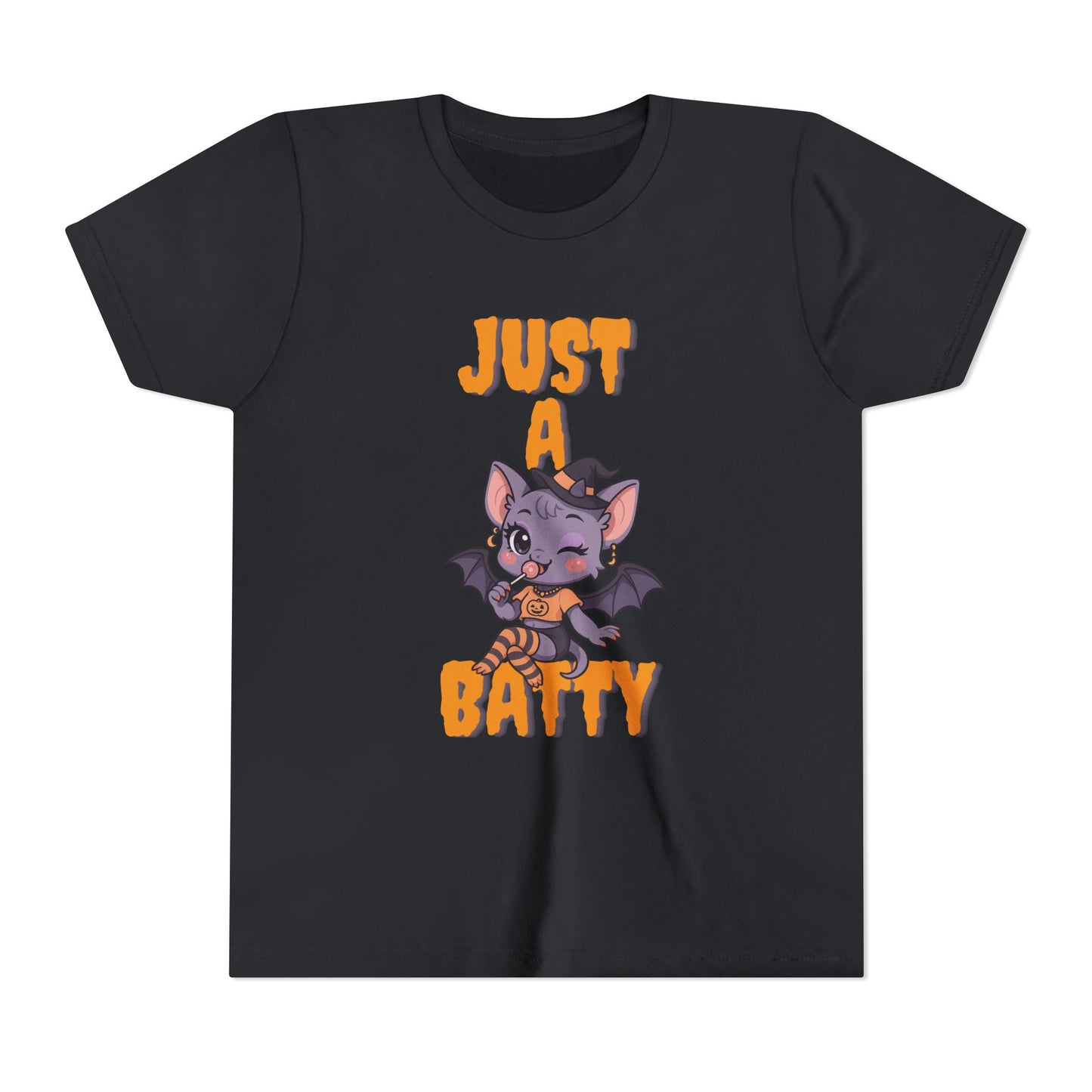Just a Batty Youth Tee, Halloween T-Shirt, Kids Tee, Cute Bat Graphic Shirt, Youth Apparel