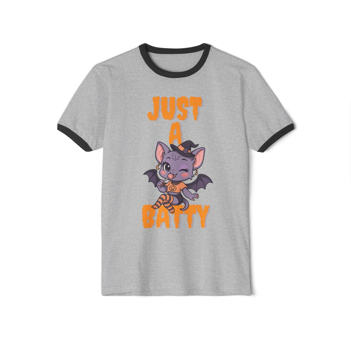 Just a Batty Ringer Tee Stylish T-Shirt Halloween Batty