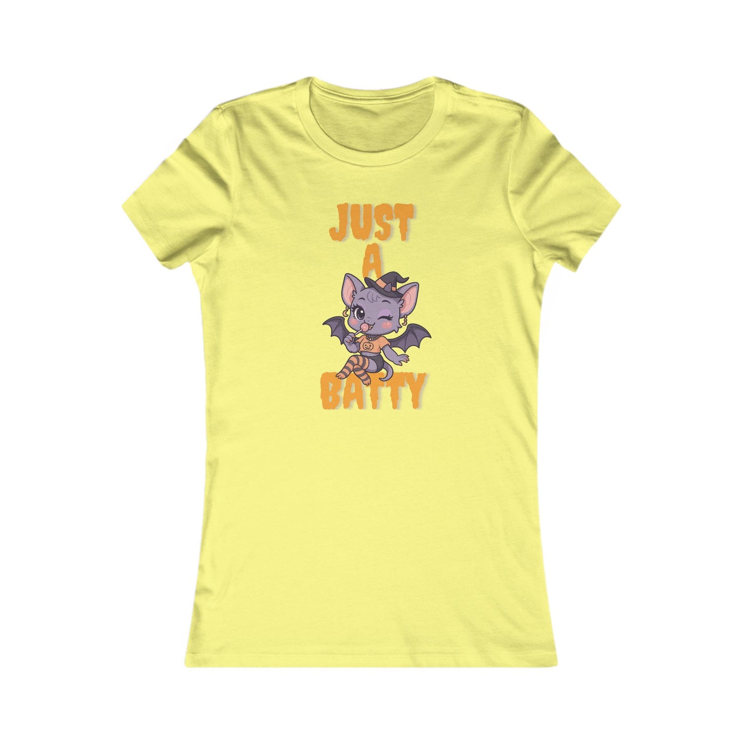 Just A Batty Women's Favorite Tee, Cute Halloween T-Shirt, Casual Graphic Top, Gift for Bat Lovers, Fun Fall Apparel, Spooky Season Shirt