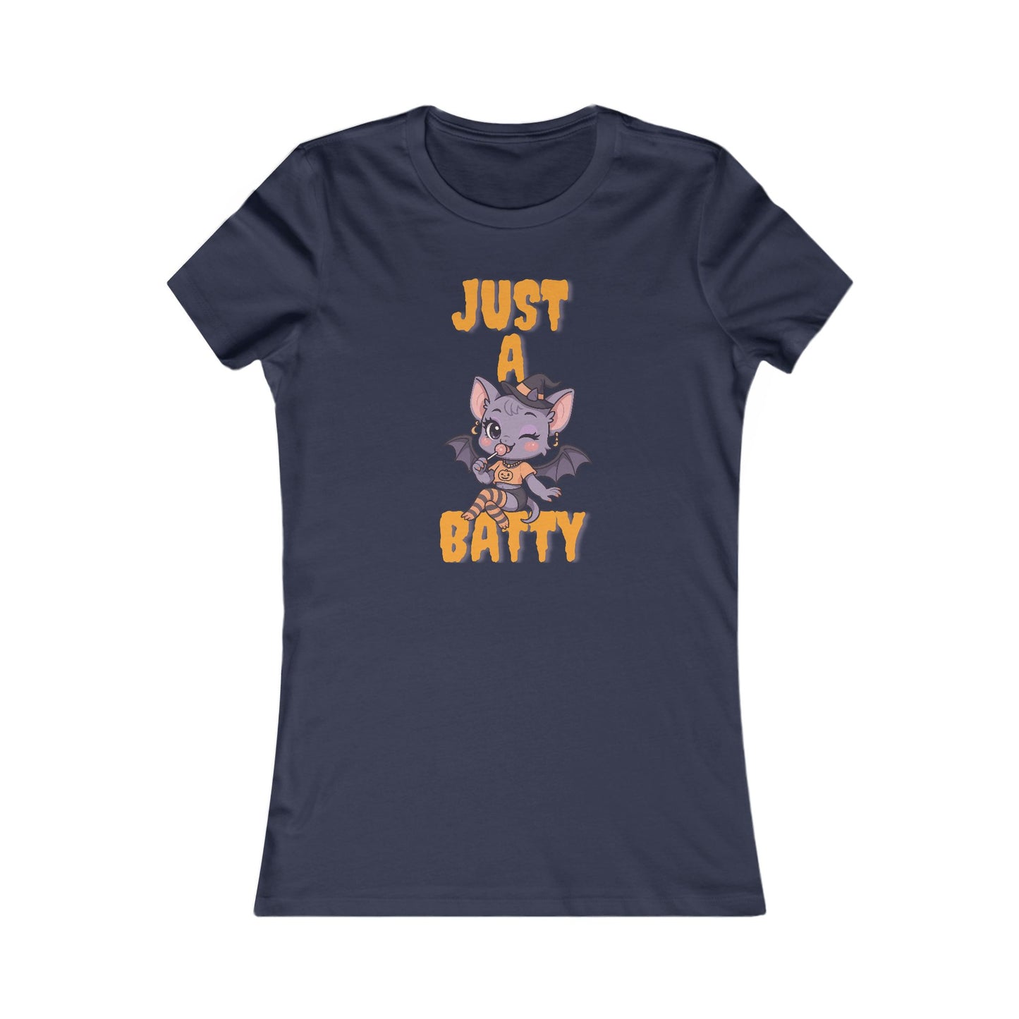 Just A Batty Women's Favorite Tee, Cute Halloween T-Shirt, Casual Graphic Top, Gift for Bat Lovers, Fun Fall Apparel, Spooky Season Shirt