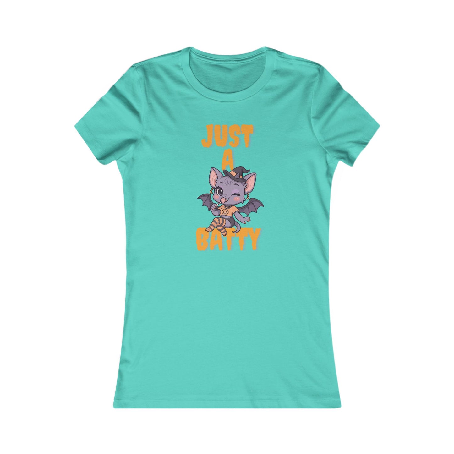 Just A Batty Women's Favorite Tee, Cute Halloween T-Shirt, Casual Graphic Top, Gift for Bat Lovers, Fun Fall Apparel, Spooky Season Shirt