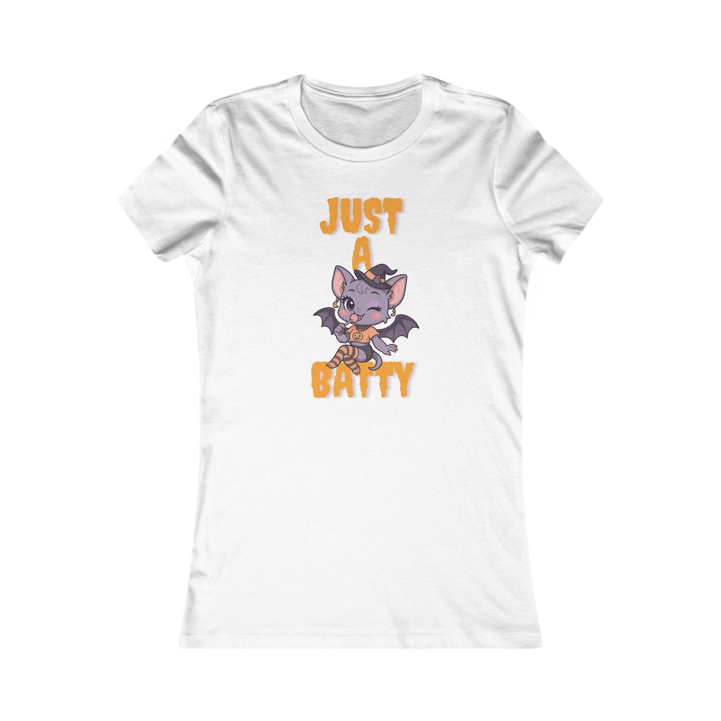 Just A Batty Women's Favorite Tee, Cute Halloween T-Shirt, Casual Graphic Top, Gift for Bat Lovers, Fun Fall Apparel, Spooky Season Shirt