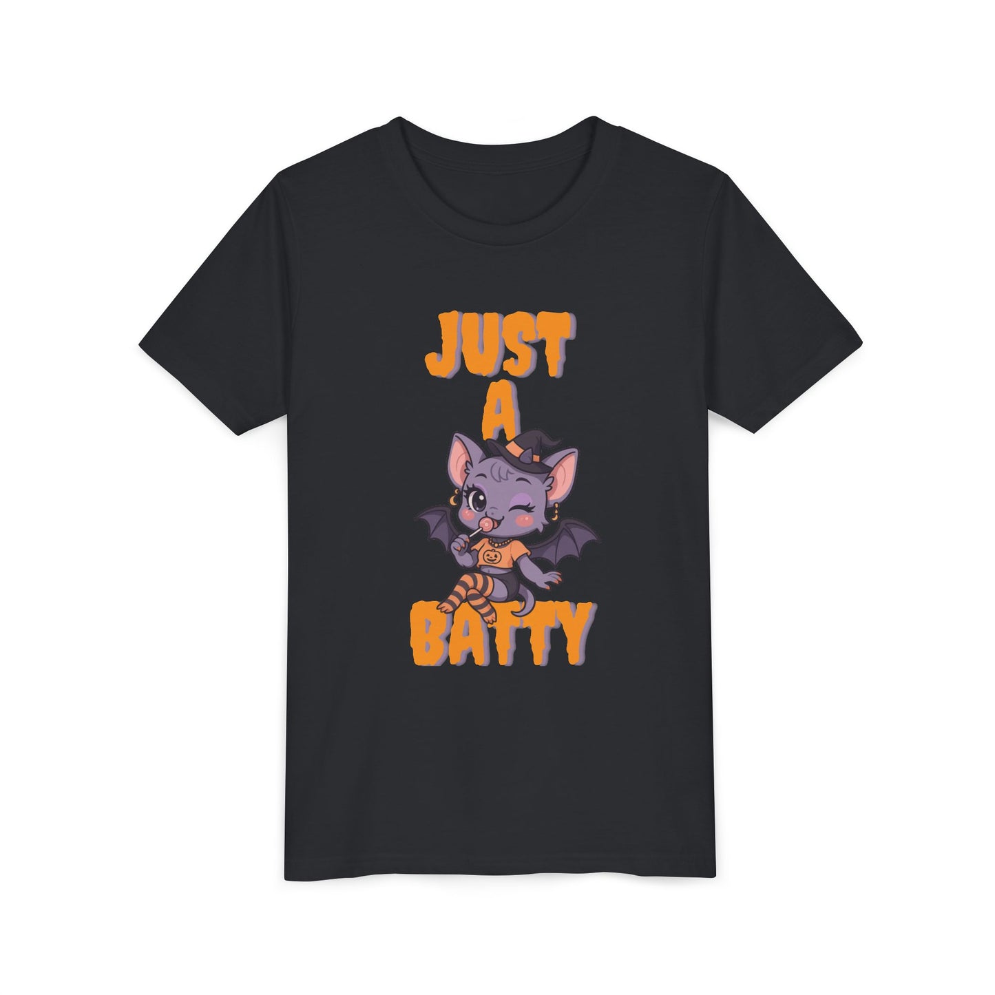 Just a Batty Youth Tee, Halloween T-Shirt, Kids Tee, Cute Bat Graphic Shirt, Youth Apparel