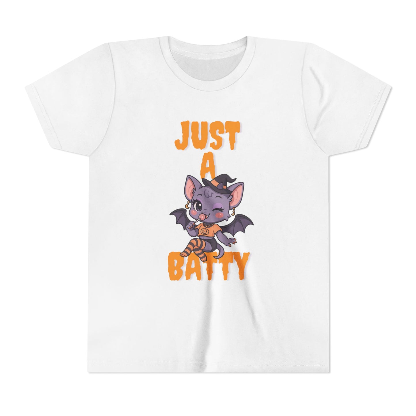 Just a Batty Youth Tee, Halloween T-Shirt, Kids Tee, Cute Bat Graphic Shirt, Youth Apparel