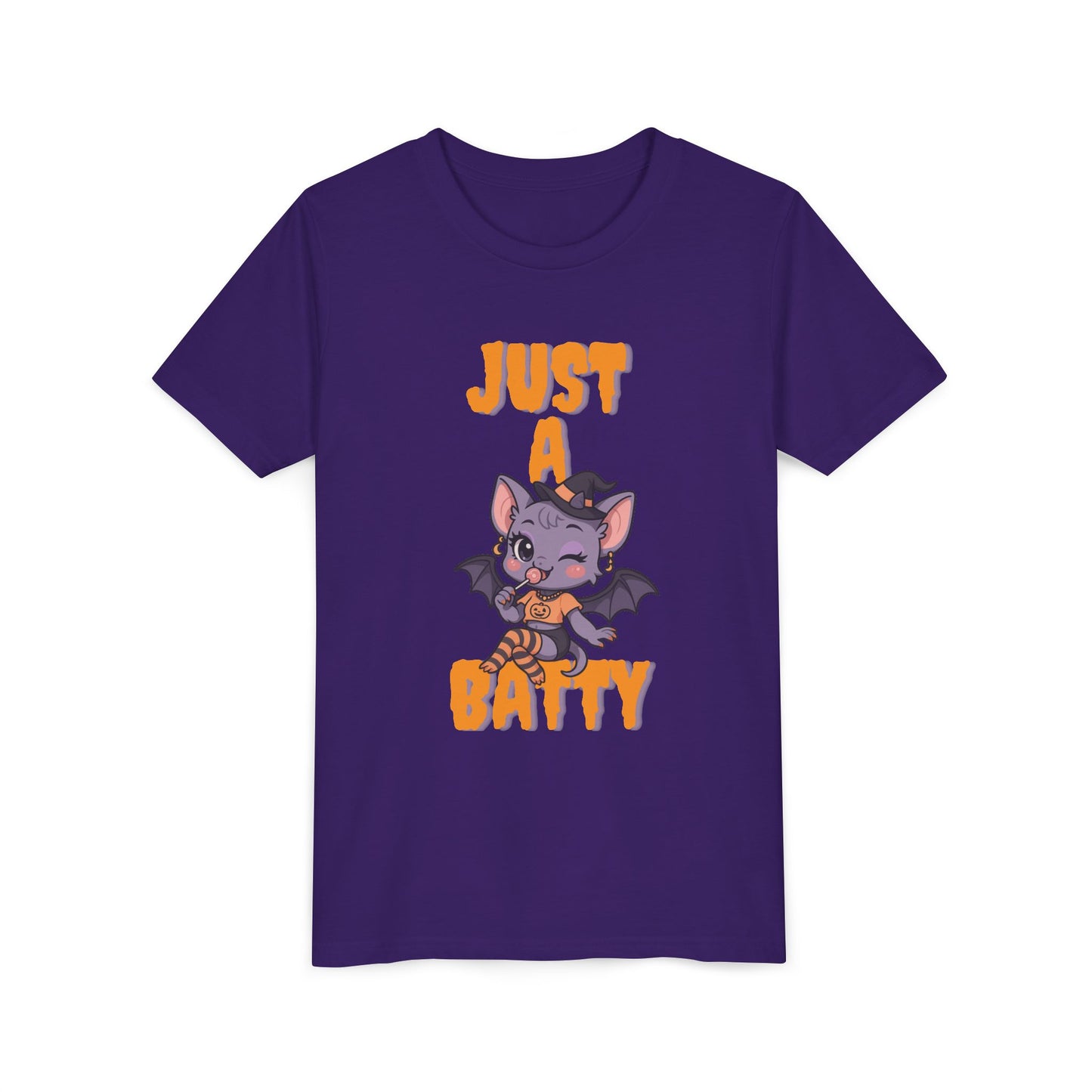Just a Batty Youth Tee, Halloween T-Shirt, Kids Tee, Cute Bat Graphic Shirt, Youth Apparel