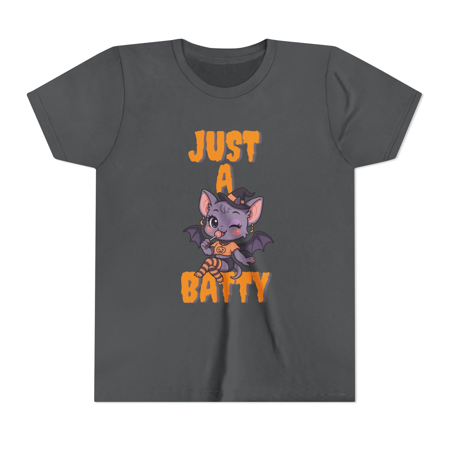 Just a Batty Youth Tee, Halloween T-Shirt, Kids Tee, Cute Bat Graphic Shirt, Youth Apparel
