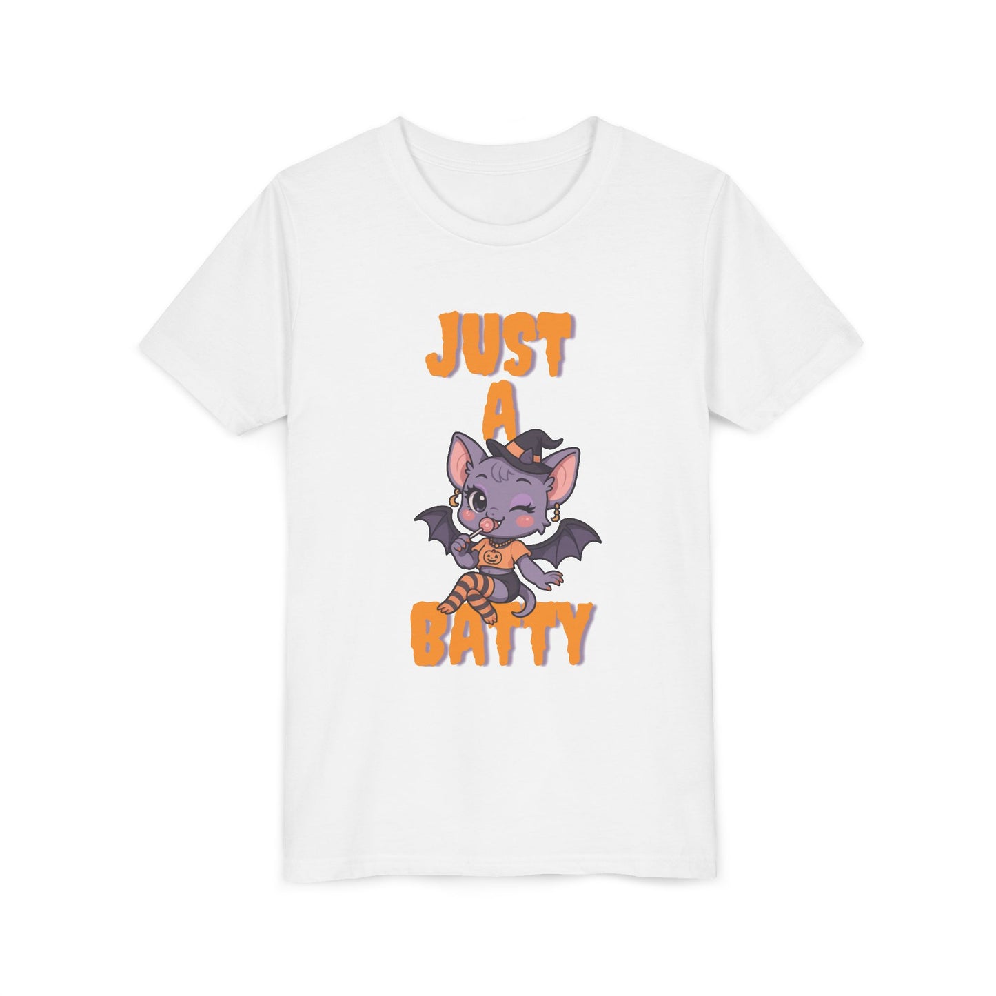 Just a Batty Youth Tee, Halloween T-Shirt, Kids Tee, Cute Bat Graphic Shirt, Youth Apparel