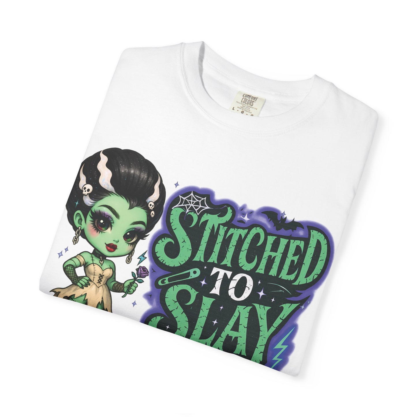 Stitched to Slay Graphic T-shirt, Unisex Fashion Tee, Cool Casual Wear, Unique Halloween Shirt, Gift for Monsters & Ghouls