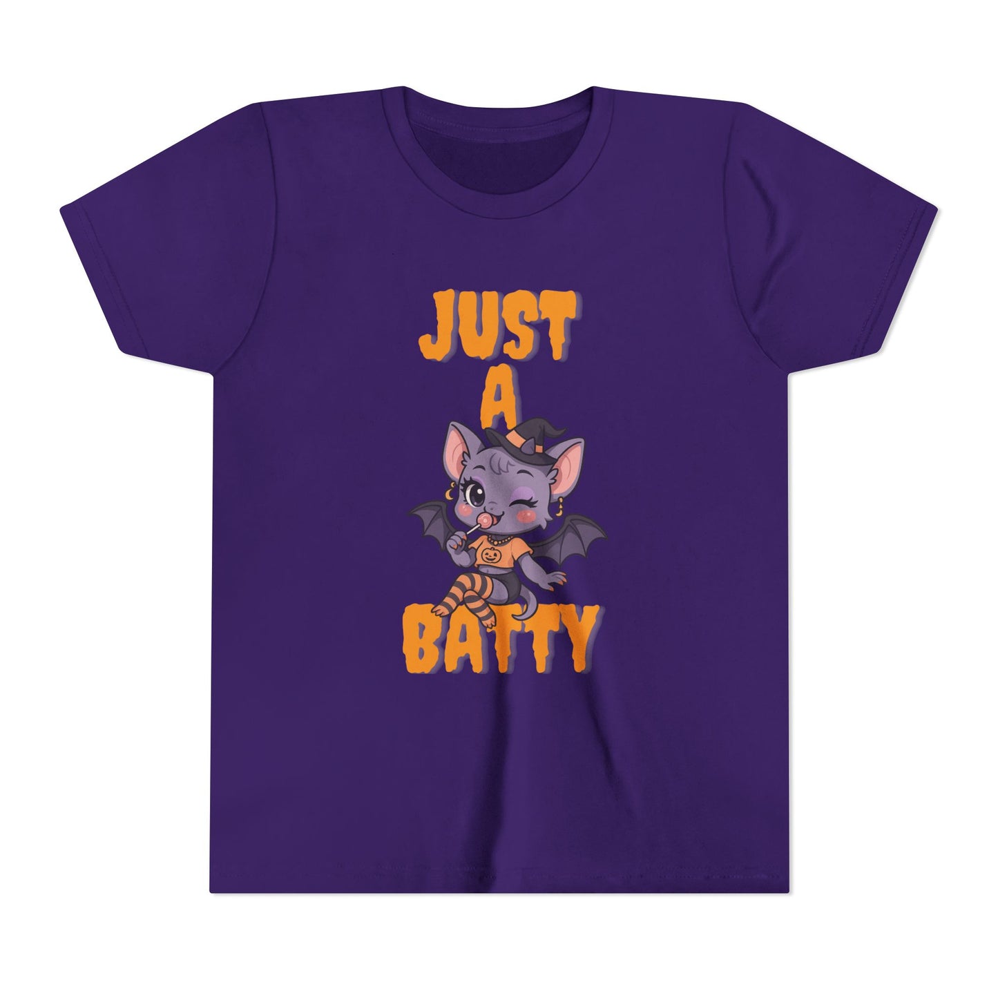 Just a Batty Youth Tee, Halloween T-Shirt, Kids Tee, Cute Bat Graphic Shirt, Youth Apparel