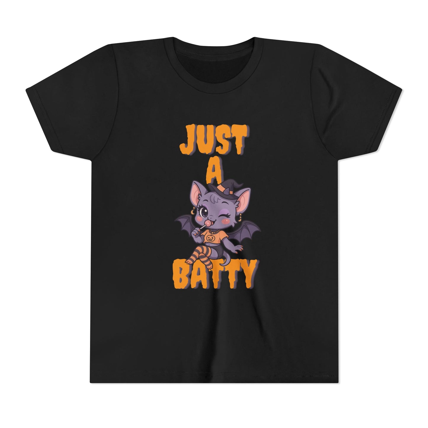 Just a Batty Youth Tee, Halloween T-Shirt, Kids Tee, Cute Bat Graphic Shirt, Youth Apparel