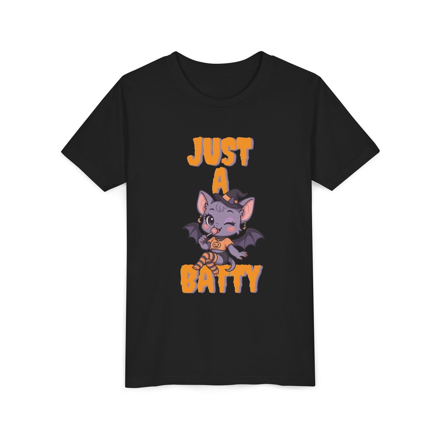 Just a Batty Youth Tee, Halloween T-Shirt, Kids Tee, Cute Bat Graphic Shirt, Youth Apparel