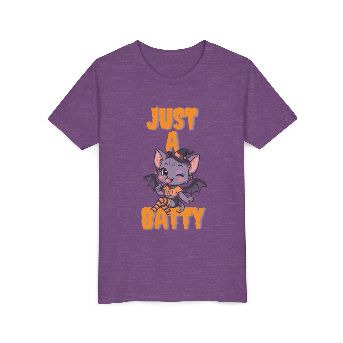 Just a Batty Youth Tee, Halloween T-Shirt, Kids Tee, Cute Bat Graphic Shirt, Youth Apparel