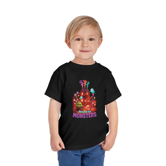 Toddler Short Sleeve Tee - Ruled by Monsters Design, Perfect for Halloween, Children's Costume, Fun Child Tee, Spooky Party Wear, Toddler Gift