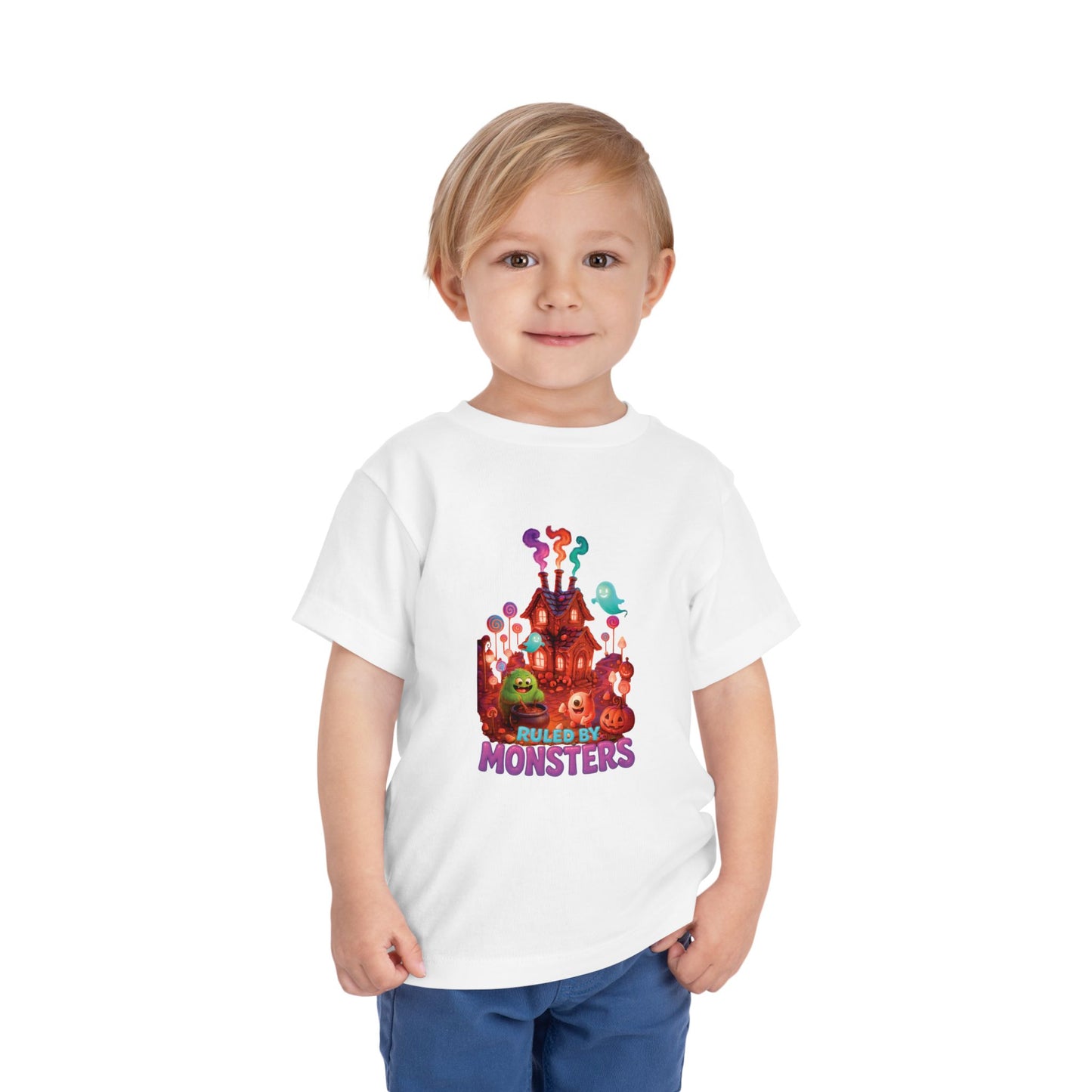 Toddler Short Sleeve Tee - Ruled by Monsters Design, Perfect for Halloween, Children's Costume, Fun Child Tee, Spooky Party Wear, Toddler Gift