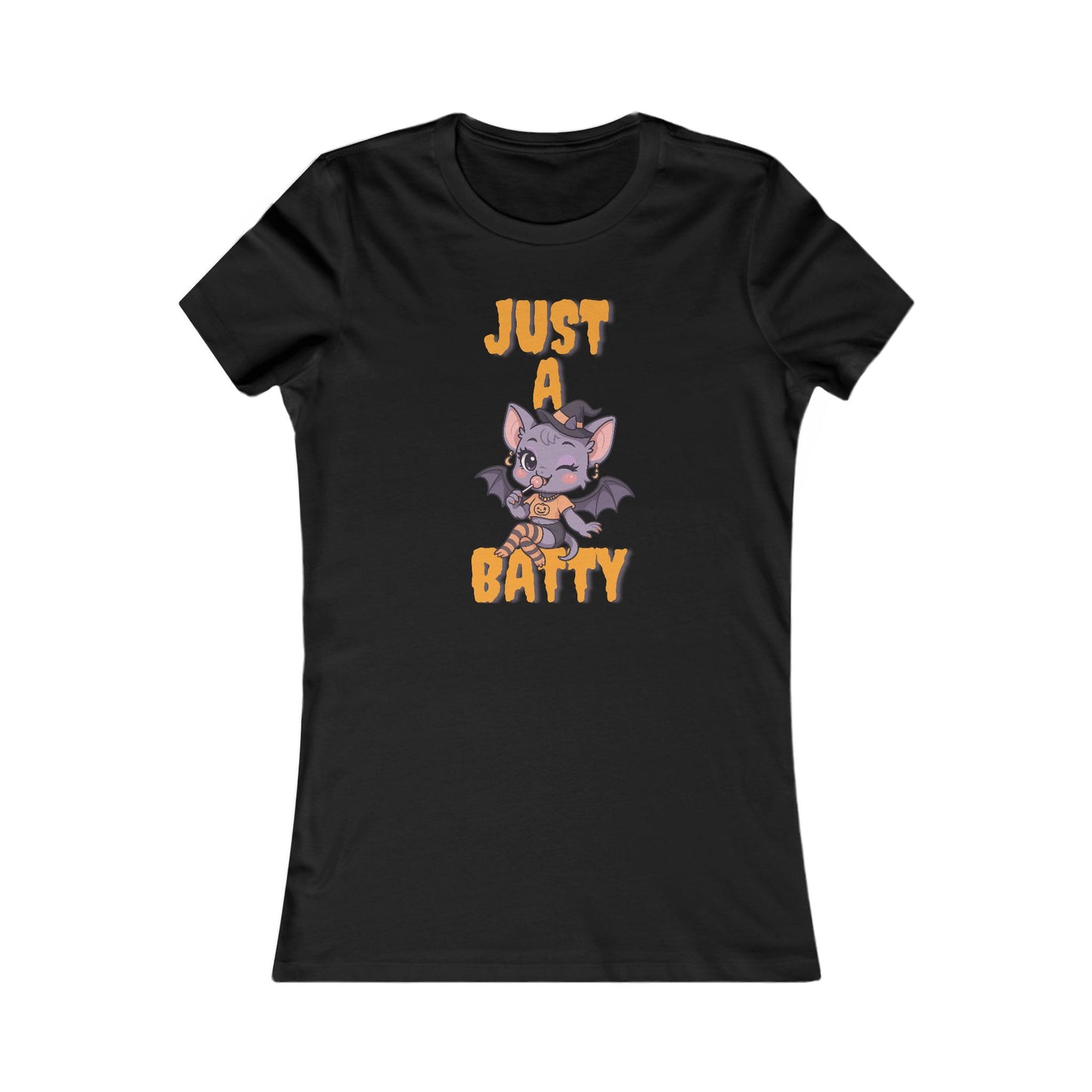 Just A Batty Women's Favorite Tee, Cute Halloween T-Shirt, Casual Graphic Top, Gift for Bat Lovers, Fun Fall Apparel, Spooky Season Shirt