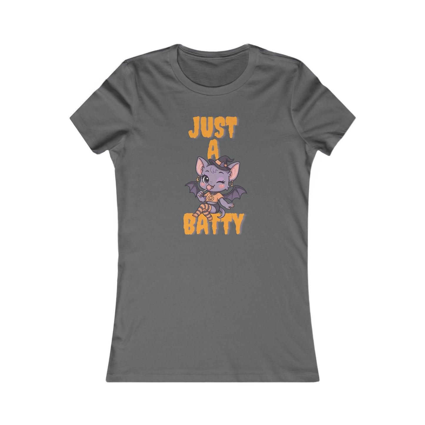Just A Batty Women's Favorite Tee, Cute Halloween T-Shirt, Casual Graphic Top, Gift for Bat Lovers, Fun Fall Apparel, Spooky Season Shirt