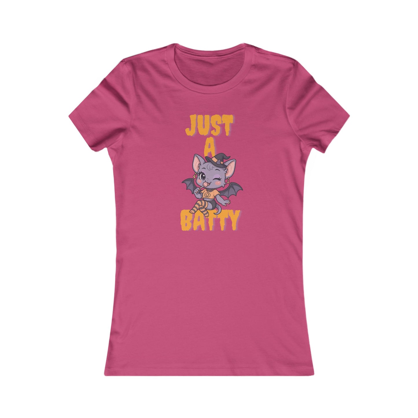 Just A Batty Women's Favorite Tee, Cute Halloween T-Shirt, Casual Graphic Top, Gift for Bat Lovers, Fun Fall Apparel, Spooky Season Shirt