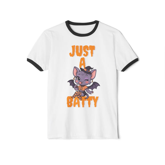 Just a Batty Ringer Tee Stylish T-Shirt Halloween Batty