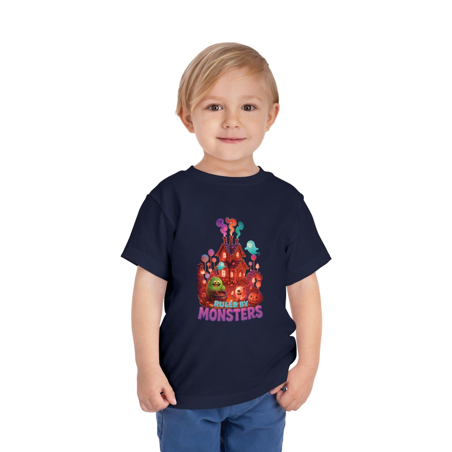 Toddler Short Sleeve Tee - Ruled by Monsters Design, Perfect for Halloween, Children's Costume, Fun Child Tee, Spooky Party Wear, Toddler Gift