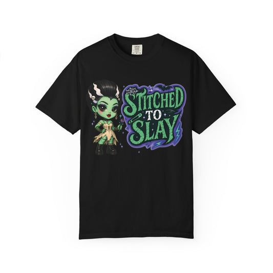Stitched to Slay Graphic T-shirt, Unisex Fashion Tee, Cool Casual Wear, Unique Halloween Shirt, Gift for Monsters & Ghouls